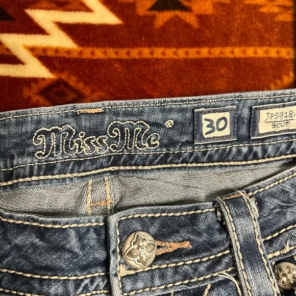 Miss Me Women's Blue Straight Leg Jeans - Picture 5 of 11